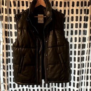 Abercrombie Women’s Vegan Leather Black Puffer Vest